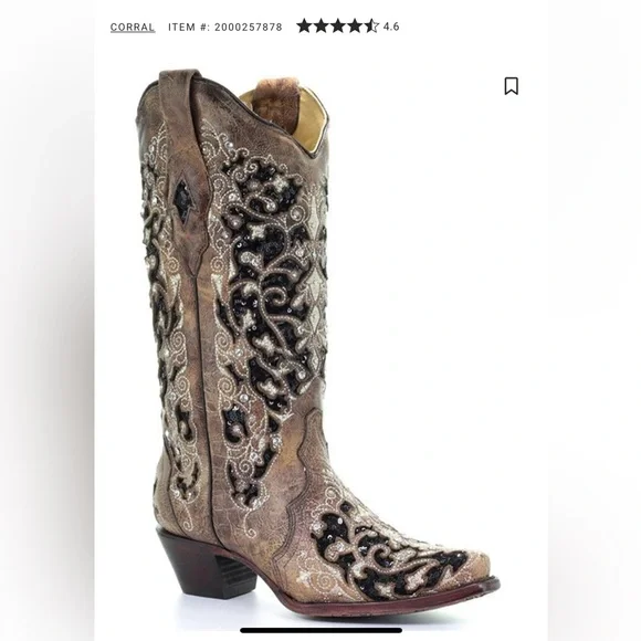 Corral Distressed Brown Boots with Black Embroidery - Picture 11 of 15